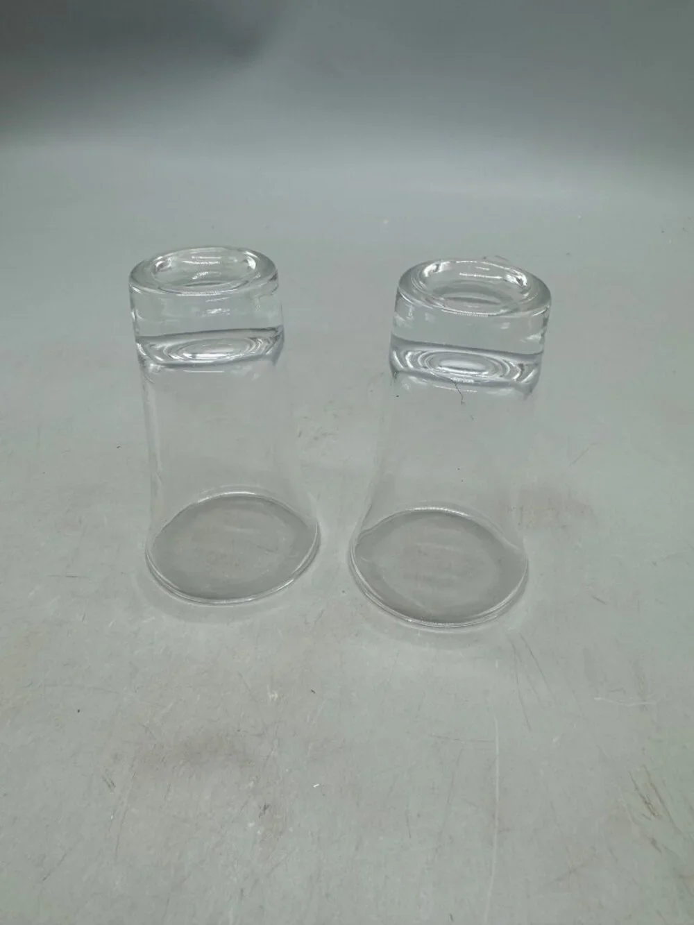 Vintage Set Of 2 Clear Glass Shot Glasses fluted top 3.5